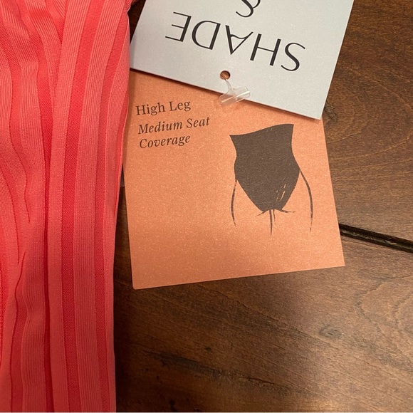 Shade & Shore Coral Ribbed One Piece Swimsuit Medium Coverage Size XS - Picture 6 of 6